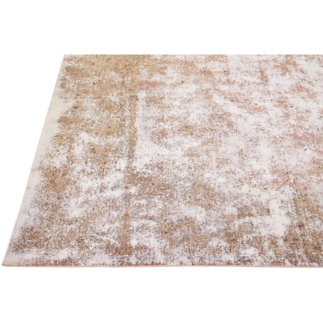 20th Century Antique Tabriz Handmade Distressed Motif Rust Wool Rug For Sale - Image 4 of 9