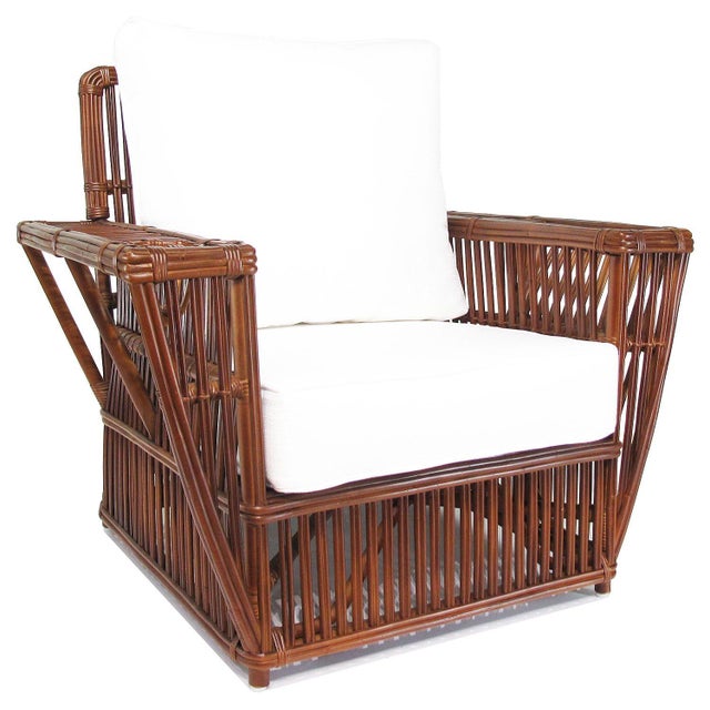 1930s Art Deco Presidents Nantucket Stick Walnut Finished Reed Rattan Livingroom Set, 4 Pieces For Sale In Los Angeles - Image 6 of 10