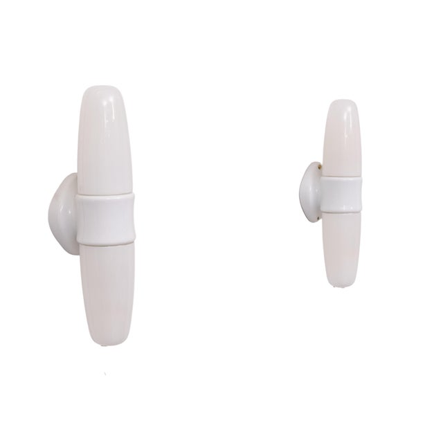 White Model 6068 Wall Lamps by Wilhelm Wagenfeld for Lindner Leuchten, 1950s, Set of 2 For Sale - Image 8 of 8