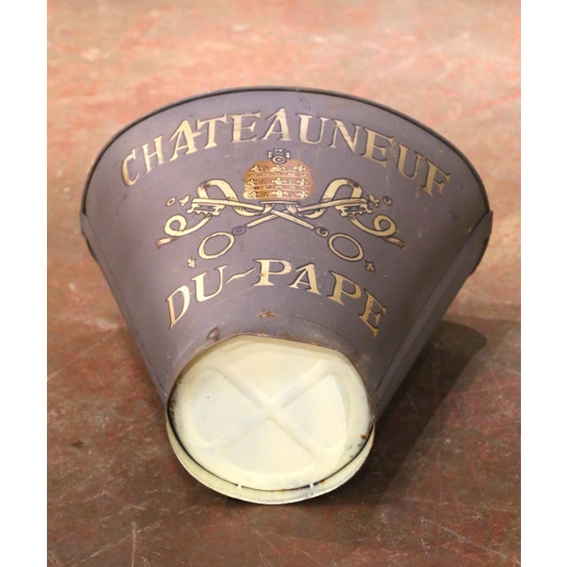Metal 19th Century French Châteauneuf-Du-Pape Painted Metal Grape Harvesting Hott For Sale - Image 7 of 8