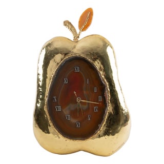 A French Mid-Century Clock Lamp in Gilt Metal and Agate, Jacques Duval Brasseur For Sale
