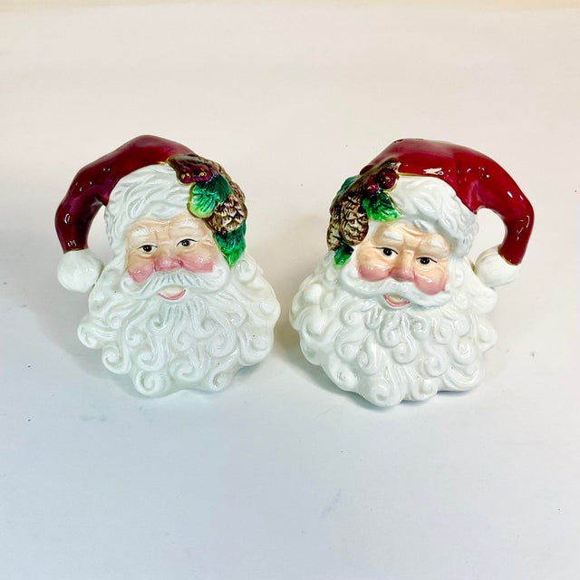 From our private collection. We are pleased to present this pair of Trompe L’Oeil style Santa Christmas Salt & Pepper...
