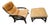 Set of Vintage Camel Leather Lounge Chair and Ottoman with Wooden Frames, 1970s For Sale