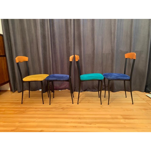 Italian Chairs in Alcantara, 1980s, Set of 4 For Sale - Image 11 of 14