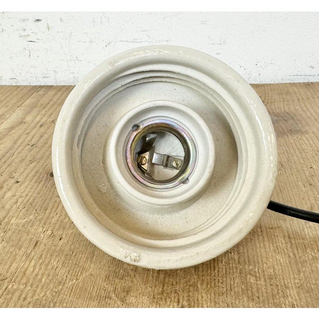 Vintage White Porcelain Pendant Light, 1970s For Sale - Image 11 of 14