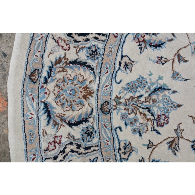 Vintage Nain Floral All Over Vine Palmette Round Wool & Silk Area Rug 74" For Sale - Image 6 of 13