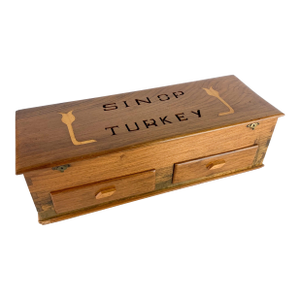 Vintage Sinop Turkey Tulips Handmade Wooden Tramp Art Folk Box Mirror Drawers