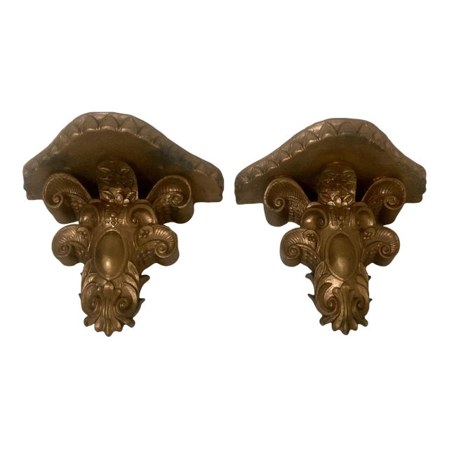 1980s Gilt Style Brackets a Pair For Sale