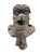This impressive and unique large vintage beaded Kuba royal head mask from the Congo is crafted from wood, cloth, and...