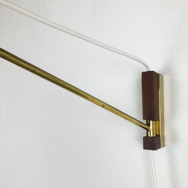 Danish Brass and Teak Wall Light, Denmark, 1960s For Sale - Image 6 of 14