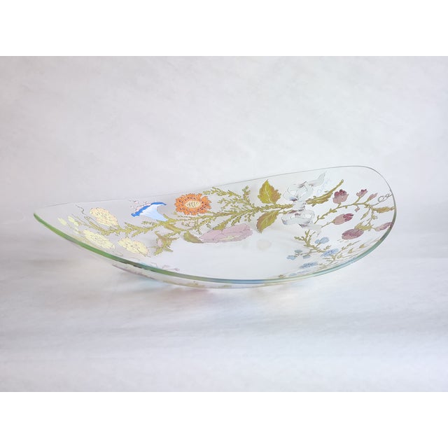 1940s Dorothy Thorpe Wildflowers and Ribbon Sheet Glass Oval Serving Bowl For Sale - Image 10 of 12