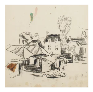 City - Original Mixed Media by N. Czinober - mid 20th Century Mid 20th Century