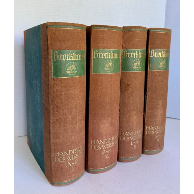 Here is a complete four-volume set of the German Brockhaus Handbuch des Wissens, published by F. A. Brockhaus in Leipzig...
