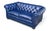 Vintage Chesterfield Navy Blue Tufted Leather Loveseat W/ Brass Trim For Sale In Los Angeles - Image 6 of 16
