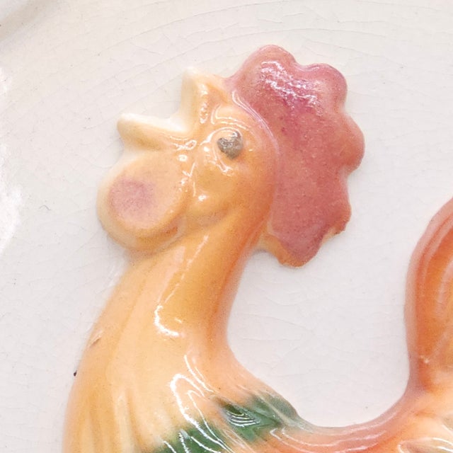 Mid-Century Ceramic Rooster Deviled Egg Platter With Farmhouse Charm For Sale - Image 4 of 7