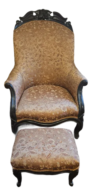 Late 19th Century Victorian Parlor Chair With Ottoman