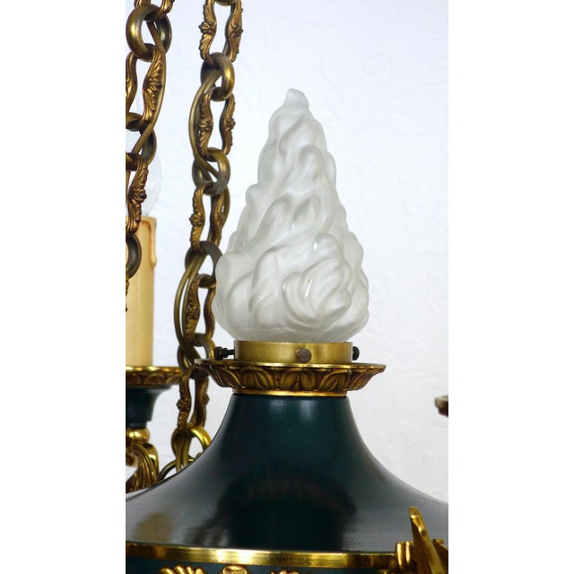 Empire French Bronze and Glass Chandelier from Lucien Gau, 1940s For Sale - Image 6 of 14
