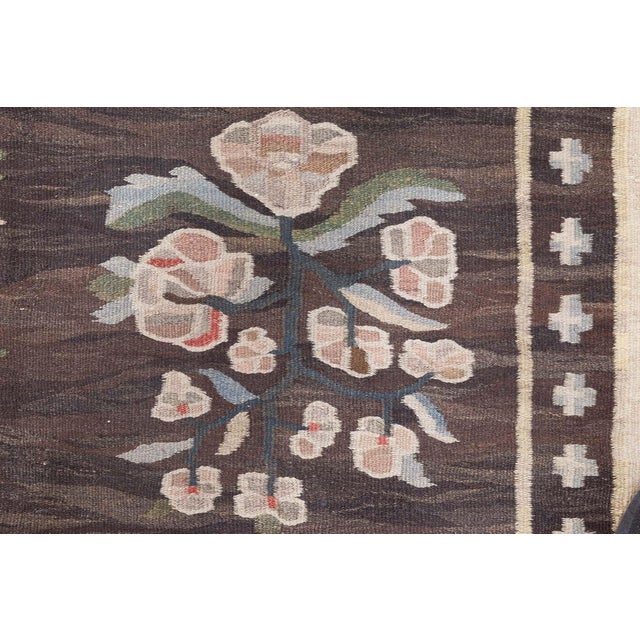 Beige Antique Bessarabian Kilim Rug, Handwoven Floral Tapestry For Sale - Image 8 of 8