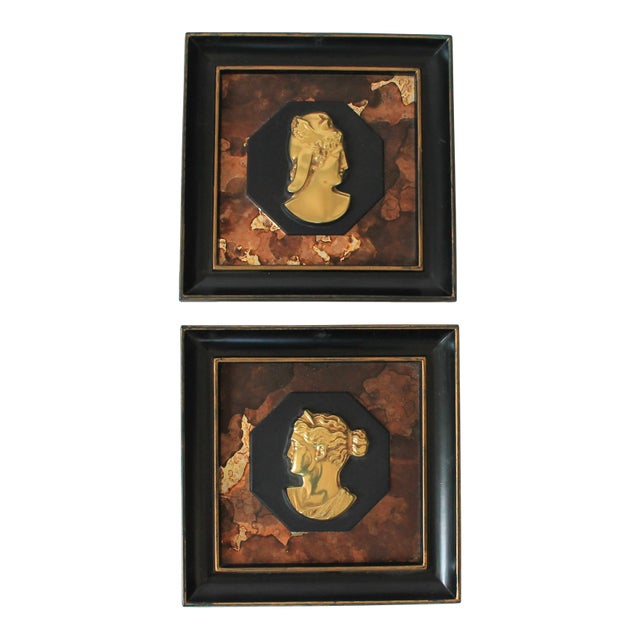 Framed Vintage Silhouette Art Pieces - A Pair For Sale