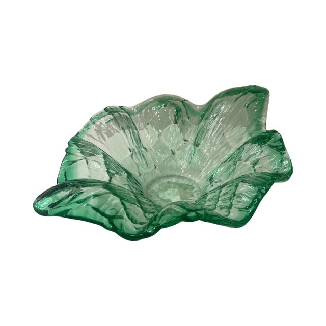 1970s Vintage Mid Century Modern Italian Italy Murano Glass Catch All Bowl Sea Green Teal For Sale - Image 5 of 7