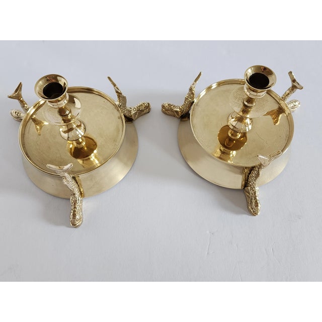 Wildwood Vintage Wildwood Brass Koi Fish Candle Holders-A Pair For Sale - Image 4 of 12