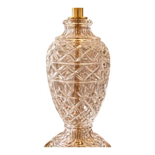 Vintage Cut Crystal Table Lamp With Brass Base & Angel Finial — Elaine R. Estate For Sale