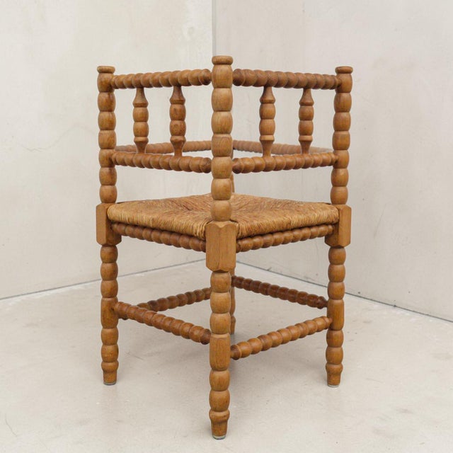 1950s 1950s Dutch Bobbin Turned Corner Chair With Rush Seat For Sale - Image 5 of 5