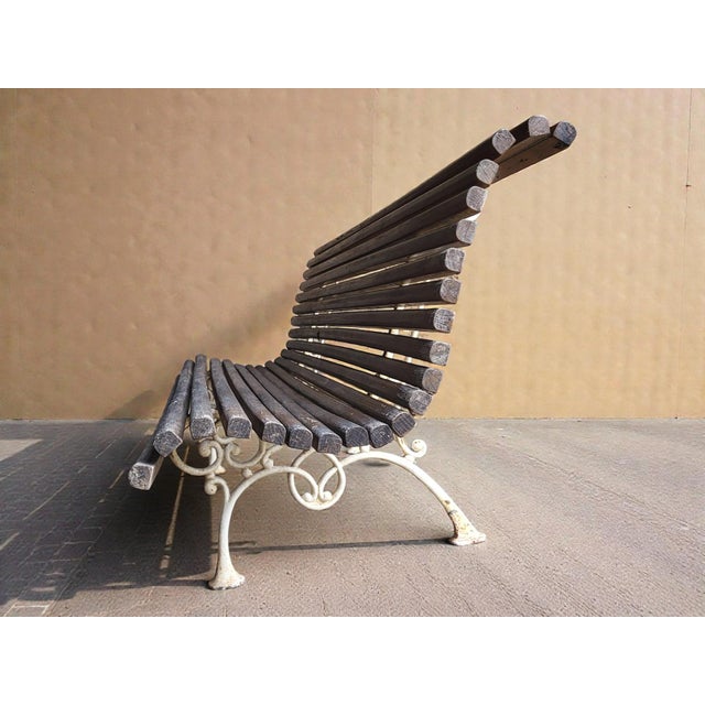 Garden Bench with Cast Iron Legs, 1890s For Sale - Image 5 of 8