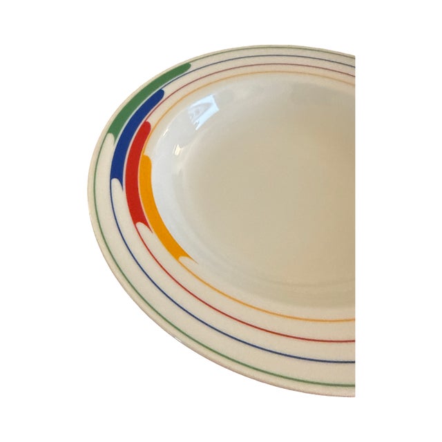Vintage Studio Nova “Primary Gallery” fine china rim soup bowl in the sought-after Hi-Fi L9186 pattern. This playful...