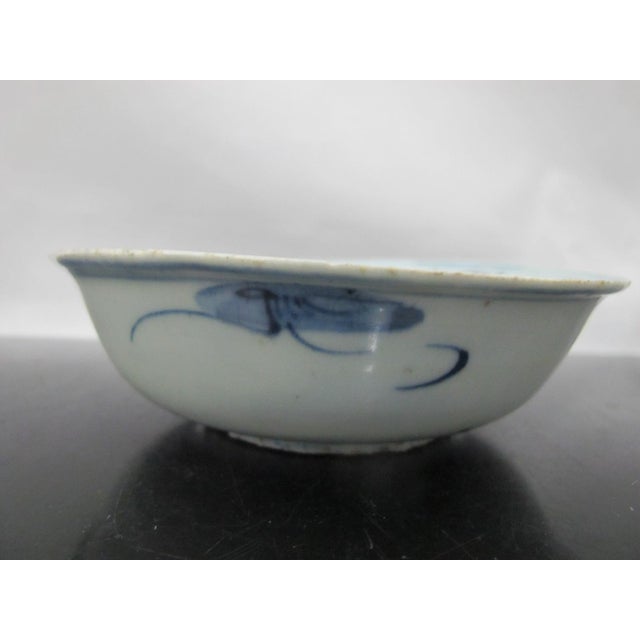 Ceramic Chinese Blue Porcelain Tianqi Ming Lotus Flower Bowl For Sale - Image 7 of 9