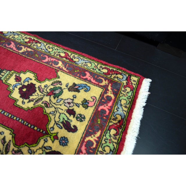 Red 1960s Turkish Islamic Handmade Prayer Rug For Sale - Image 8 of 10