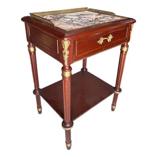 Antique French Mahogany Occasional Table With Marble Top For Sale