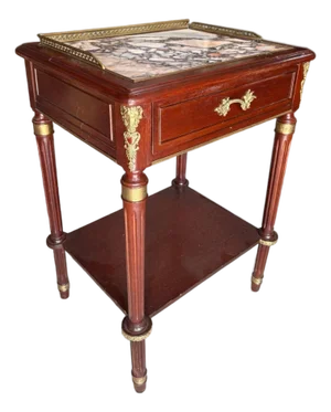 Antique French Mahogany Occasional Table With Marble Top