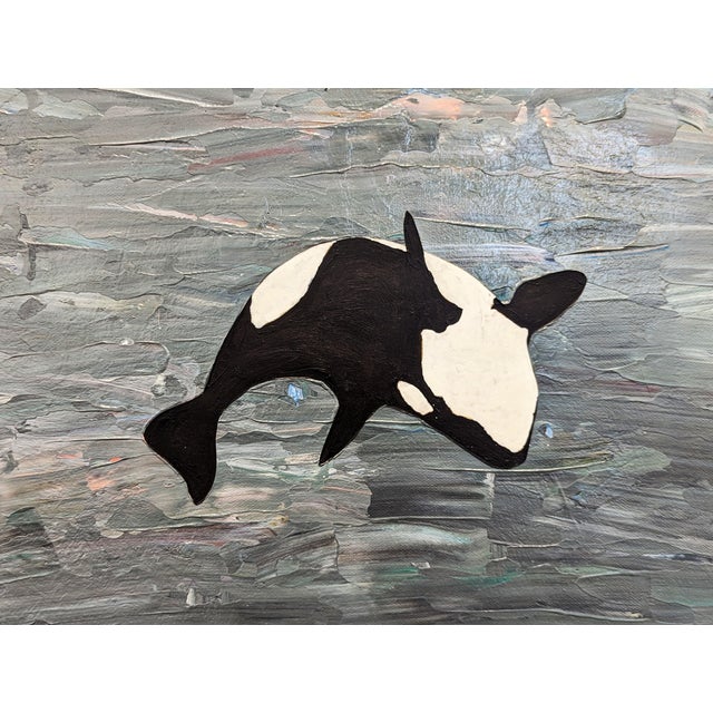 Textile Alex Paulus “Be dazzled” Colorful Contemporary Ocean Seascape Painting of a Jumping Orca, 2013 For Sale - Image 7 of 8