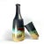 Bottle and glass made of copper and lustre, realized and decorated by hand in Faenza majolica. Glass with a sinuous shape...