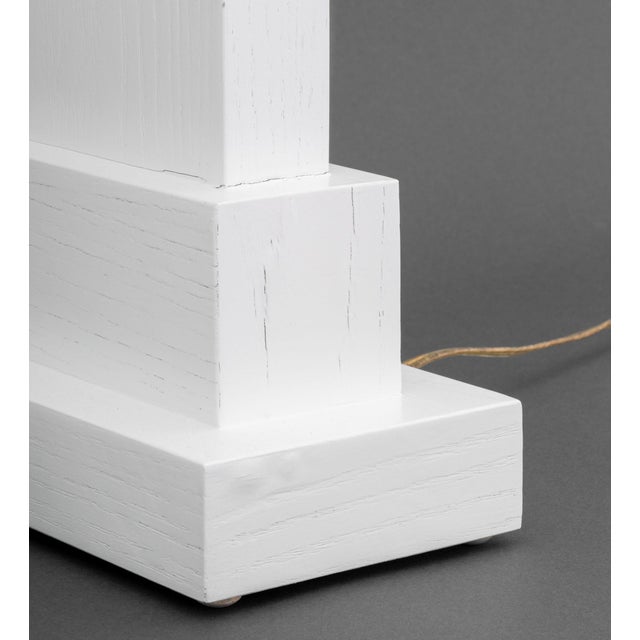 Minimalist White Painted Wood Table Lamps, Pair For Sale - Image 4 of 8