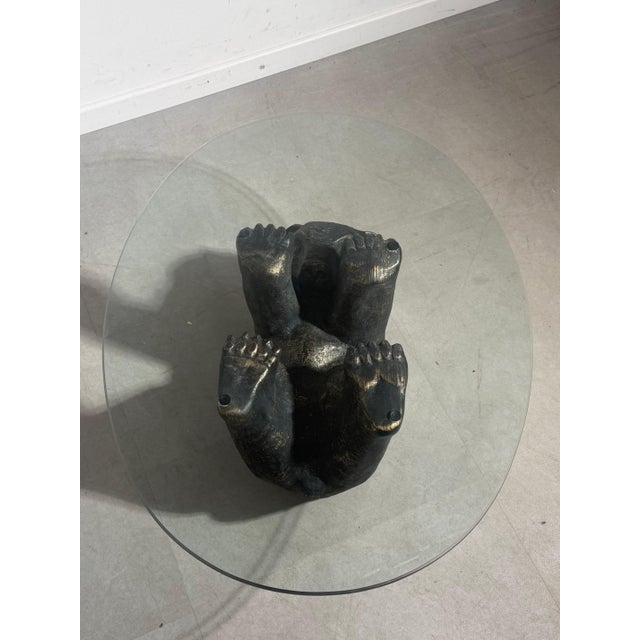Black Bear Coffee Table in Resin with Glass Top For Sale - Image 4 of 9