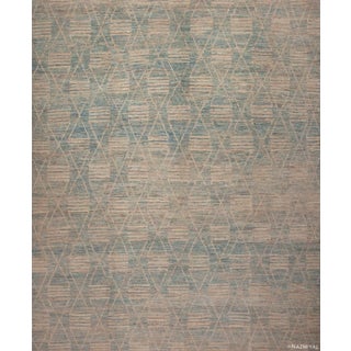 Nazmiyal Collection Large Washed Out Sky Blue Tribal Contemporary Area Rug For Sale