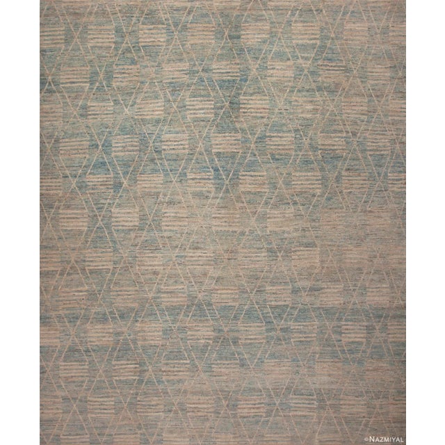 Nazmiyal Collection Large Washed Out Sky Blue Tribal Contemporary Area Rug For Sale