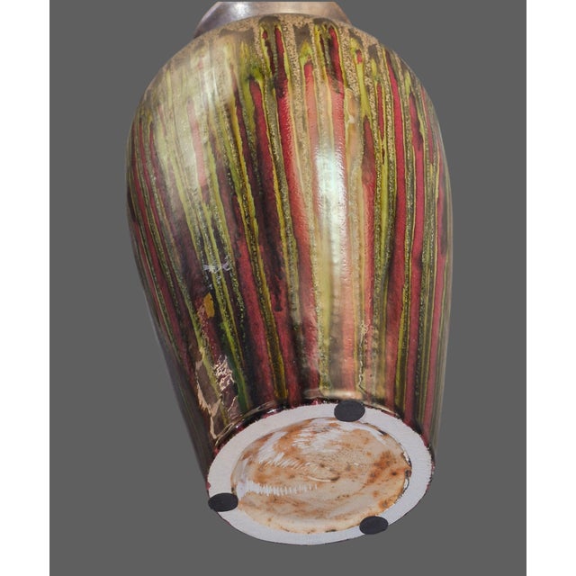 Vintage Mid-Century Modern Studio Art Drip Glazed Pottery 16'' Tall Vase For Sale - Image 9 of 10