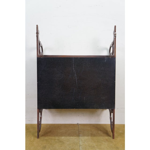 Mid 20th Century Chinese Chippendale Mahogany Fretwork Mirrored Hanging Curio Shelf Rack 24" For Sale - Image 14 of 17