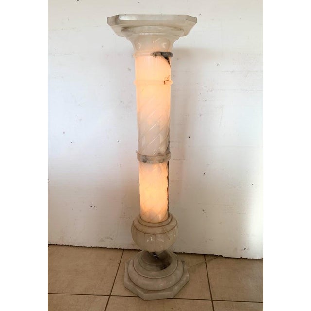 Stone Alabaster Column with Twisted Finial, 1900s For Sale - Image 7 of 7