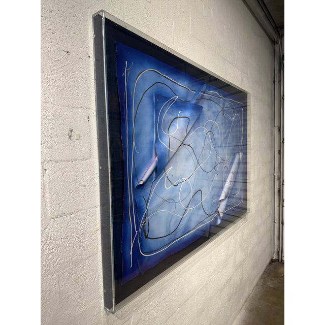 Plastic Large Scale Abstract Acylic on Paper Art Encased in Plexiglass, Signed by Artist For Sale - Image 7 of 17