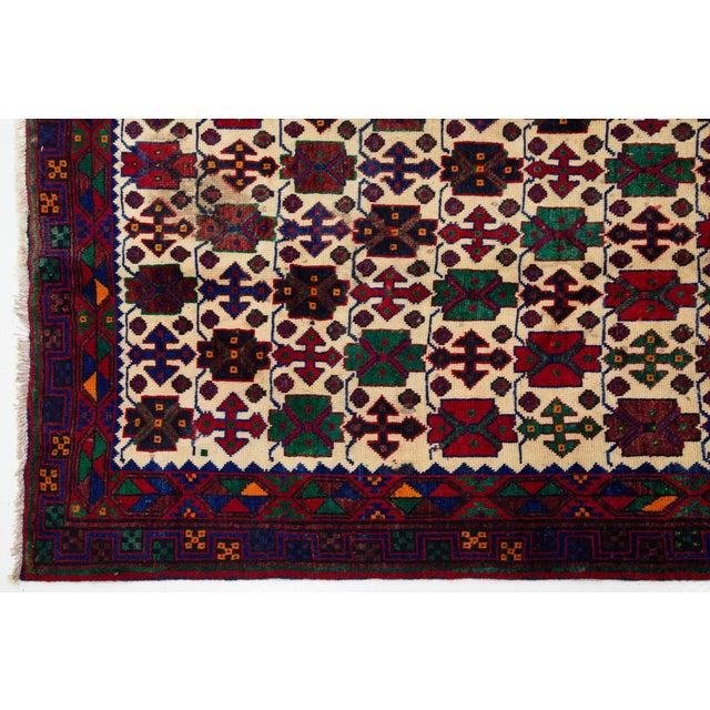 Persian Vintage Bidjar Handmade Multicolor Geometric Wool Rug For Sale - Image 3 of 8