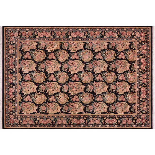 Black Art Nouveau 1990's William Morris Wool Rug 8.11 X 12 For Sale - Image 8 of 9