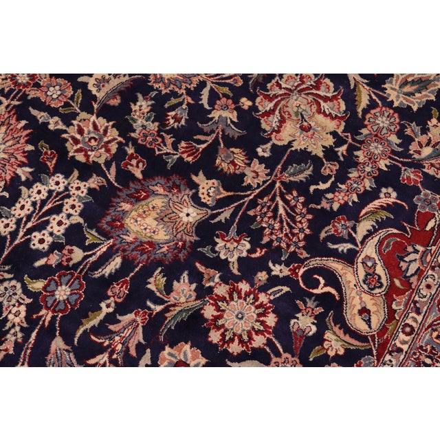 Medallion Kazveen Pak-Persian Blue/Red Wool&Silk Rug - 9'9'' X 14'4'' For Sale - Image 4 of 8