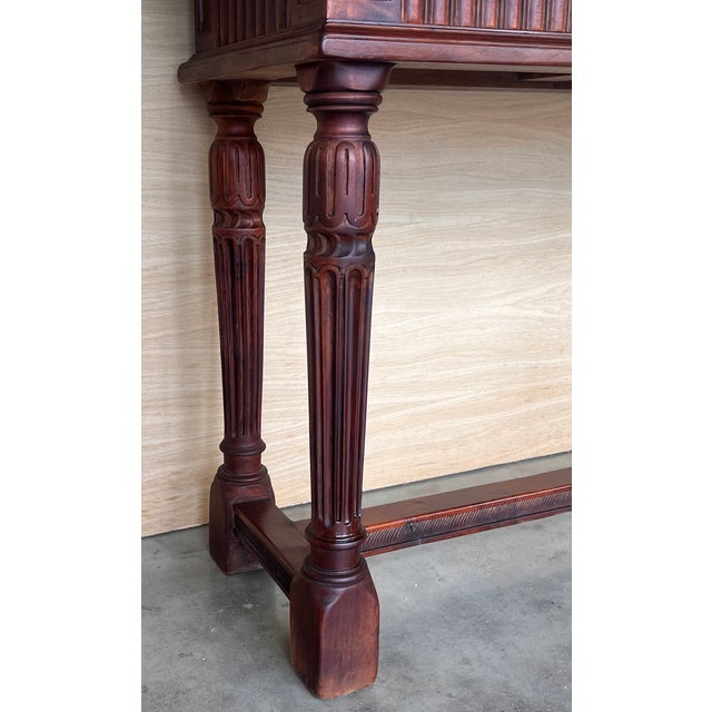 Early 20th Century Catalan Spanish Carved Walnut Console Table with Two Drawers, 1890 For Sale - Image 4 of 18