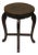 Vintage Oriental Brown Leather Top Round 4 Legs Stool Table For Sale