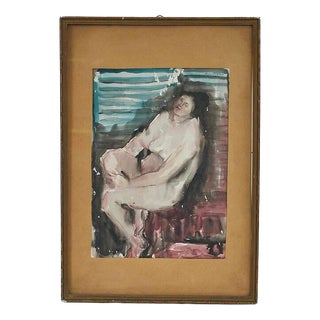 Domenico Paduano, Watercolor Female Figure, Nude, 1950s, Watercolour For Sale