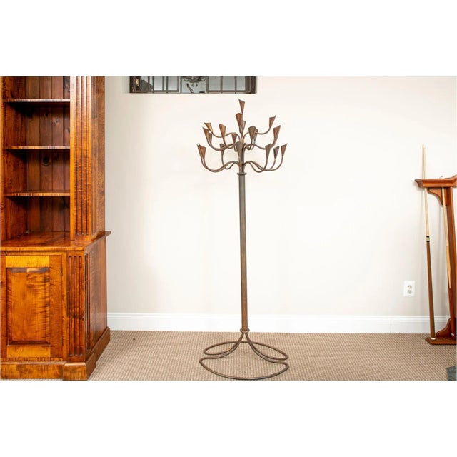 Mid-Century Modern French Brass & Iron 20 Arm Floor Candelabra For Sale In Boston - Image 6 of 7